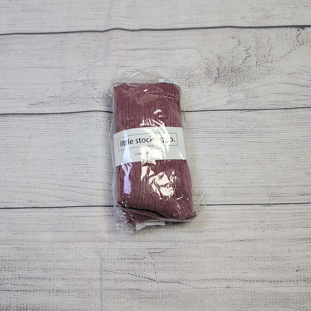 5/6 Little Stocking Co Mauve Rose Cable Knit Tights